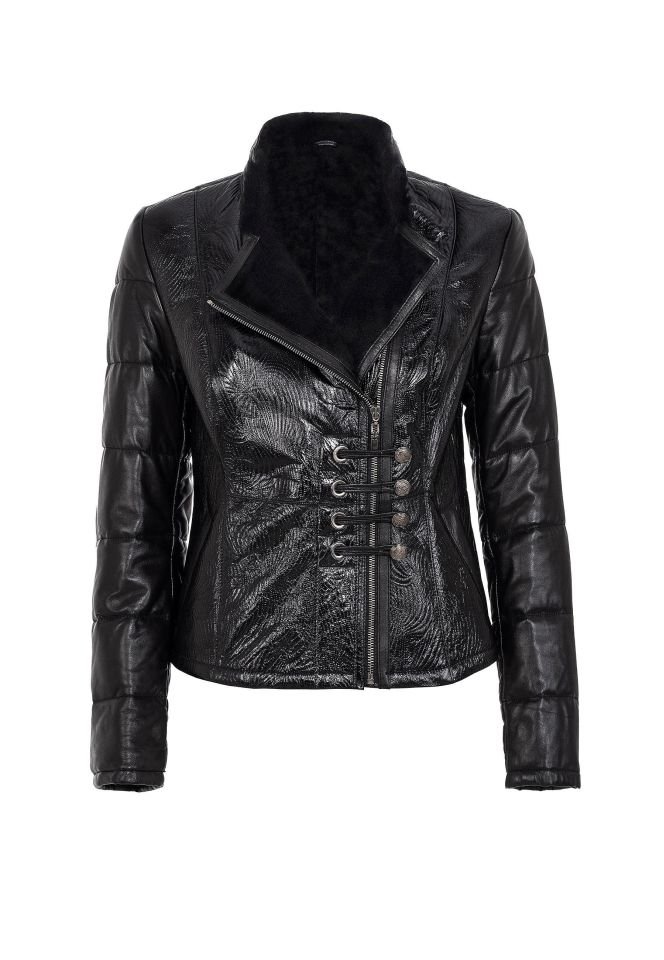 Black Skylar  Woman Genuine Shearling Coat