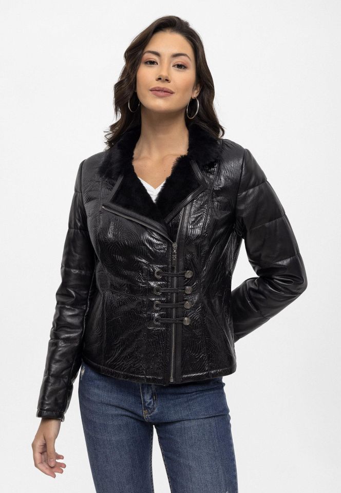 Black Skylar  Woman Genuine Shearling Coat