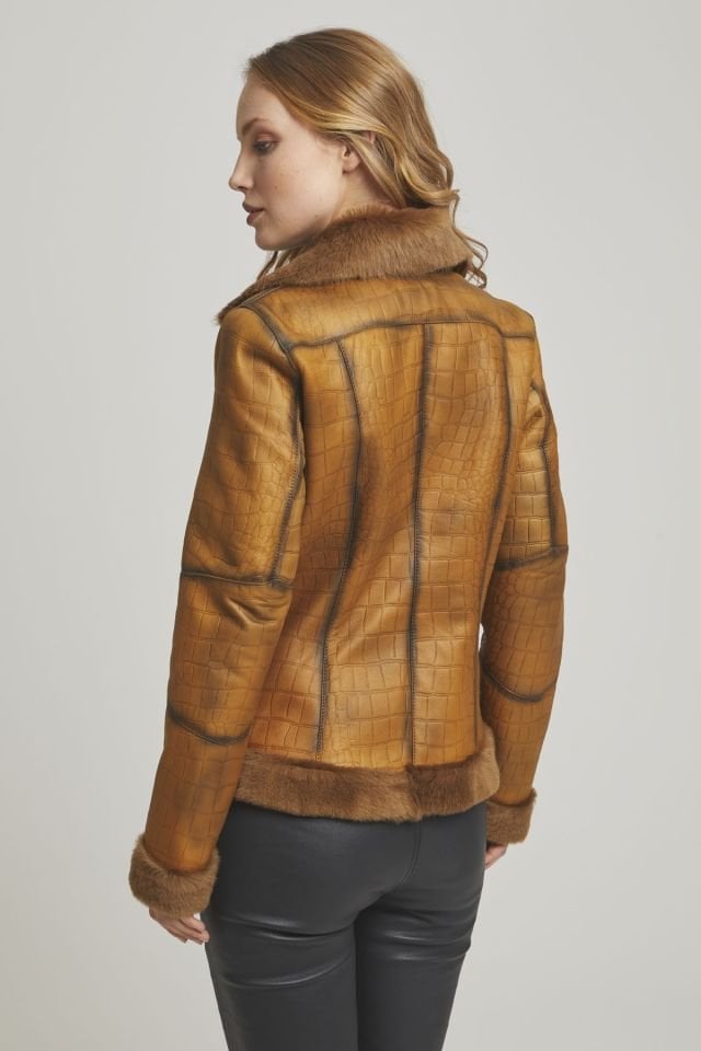 Violet Whiskey Woman Shearling Coat