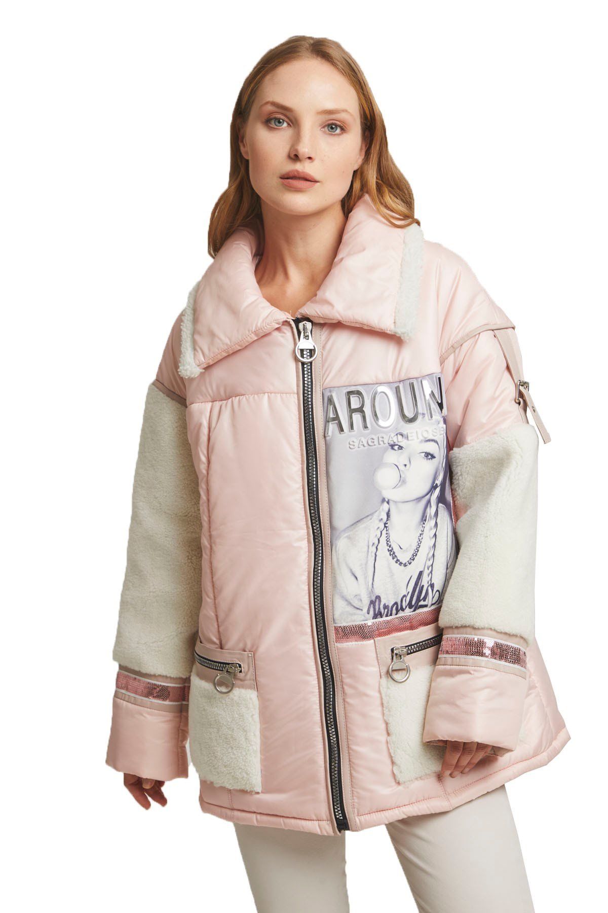 Pink Babs Woman Fabric Coat
