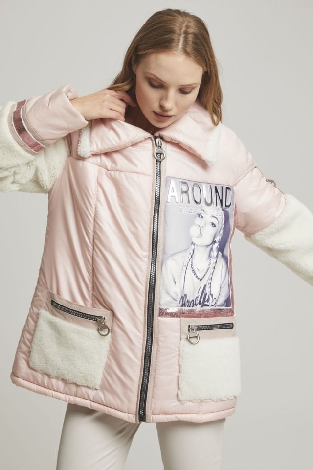 Pink Babs Woman Fabric Coat