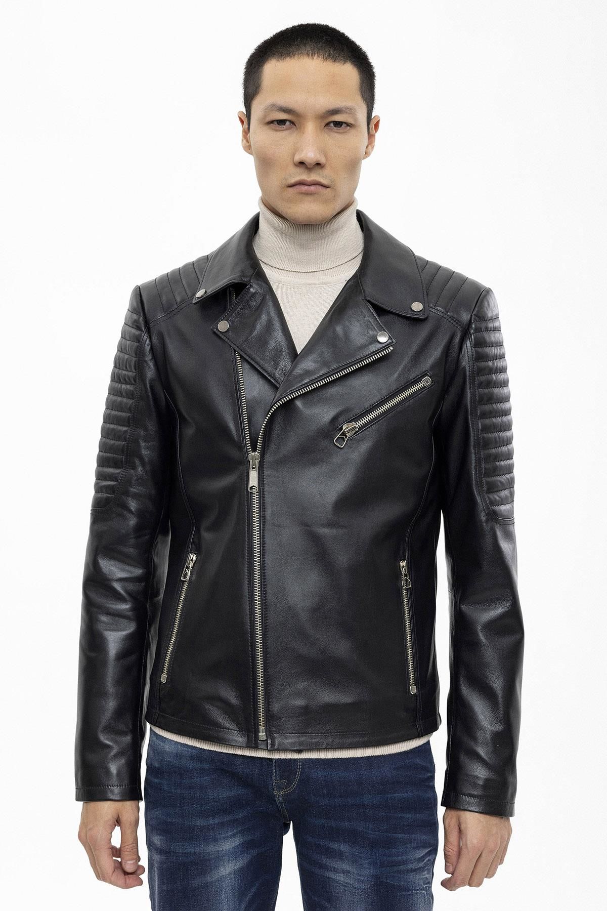 Black Hardy Biker Man Genuine Leather Jacket
