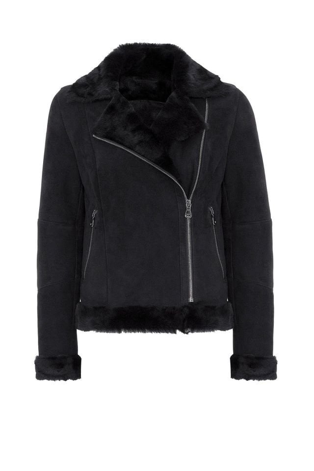 Violet Black  Woman Genuine Seharling Biker Jacket