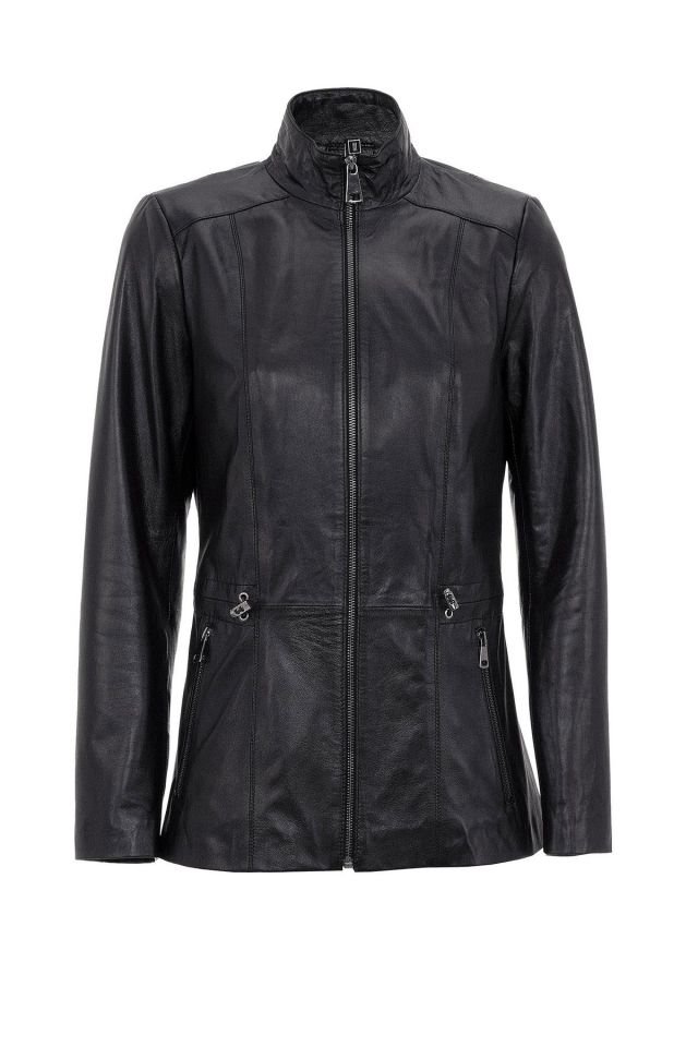 Black Aden Woman Genuine Leather Jacket