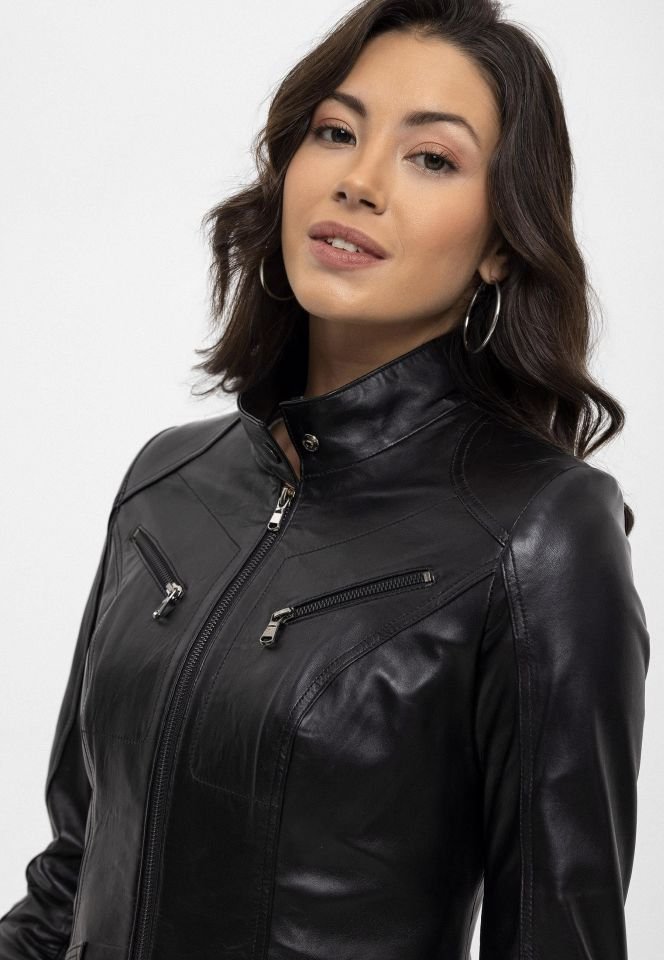 Black Maeve Woman Genuine Leather Jacket