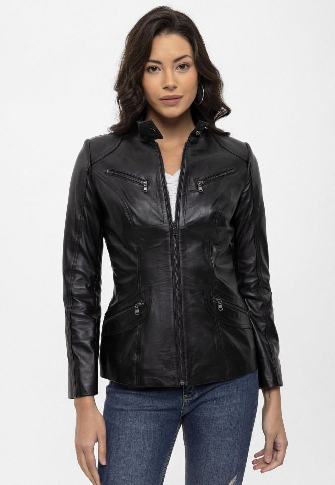 Black Maeve Woman Genuine Leather Jacket
