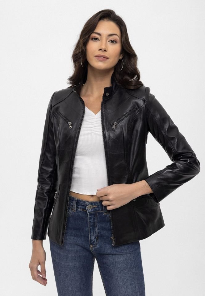Black Maeve Woman Genuine Leather Jacket