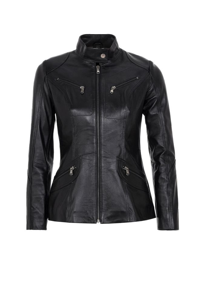 Black Maeve Woman Genuine Leather Jacket