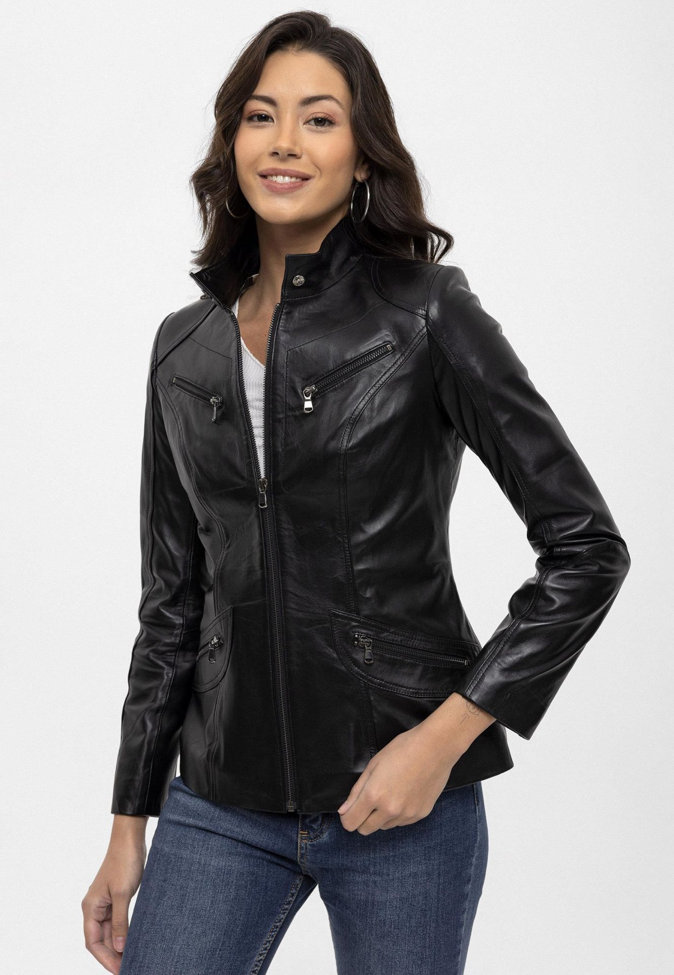 Black Maeve Woman Genuine Leather Jacket