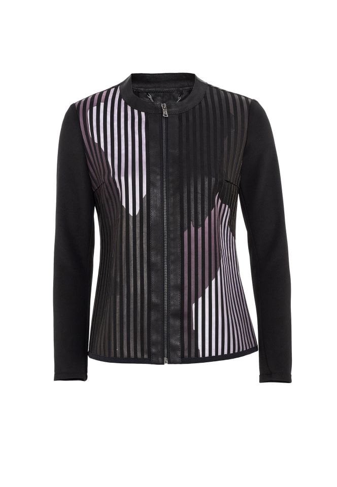 White Purple Black Lona Leather Printed Woman Genuine Leather Jacket