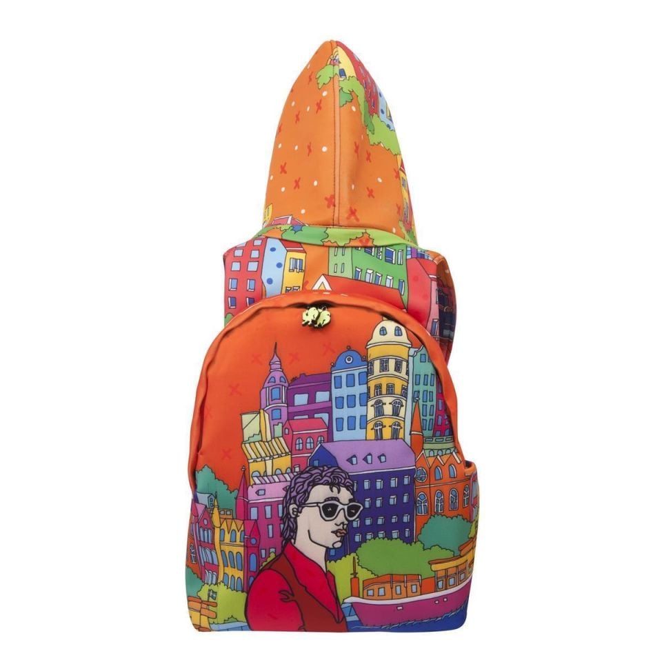 Stockholm Patterned Ikigai City Series With Detachable Hood Backpack