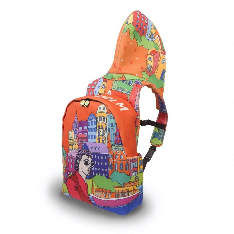 Stockholm Patterned Ikigai City Series With Detachable Hood Backpack