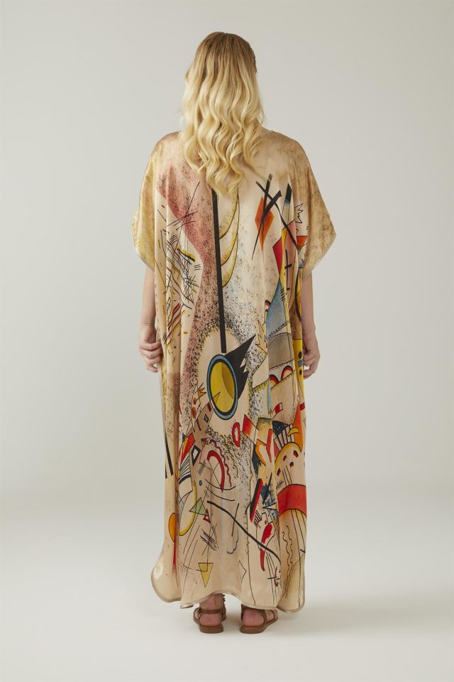 Kandinsky Busting Aquarelle Patterned Silk Dress