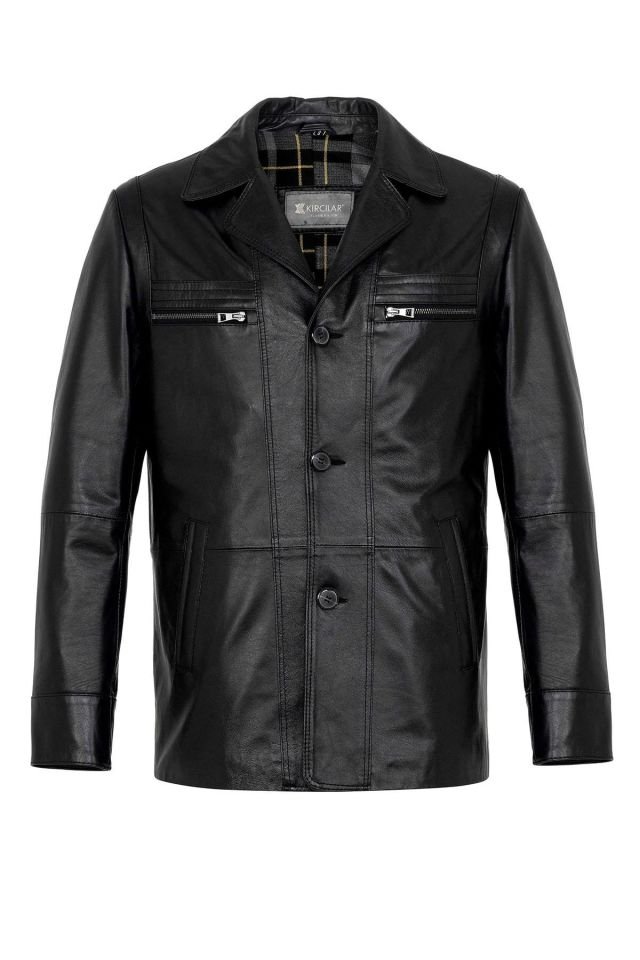 Black Douglas Men Leather Coat
