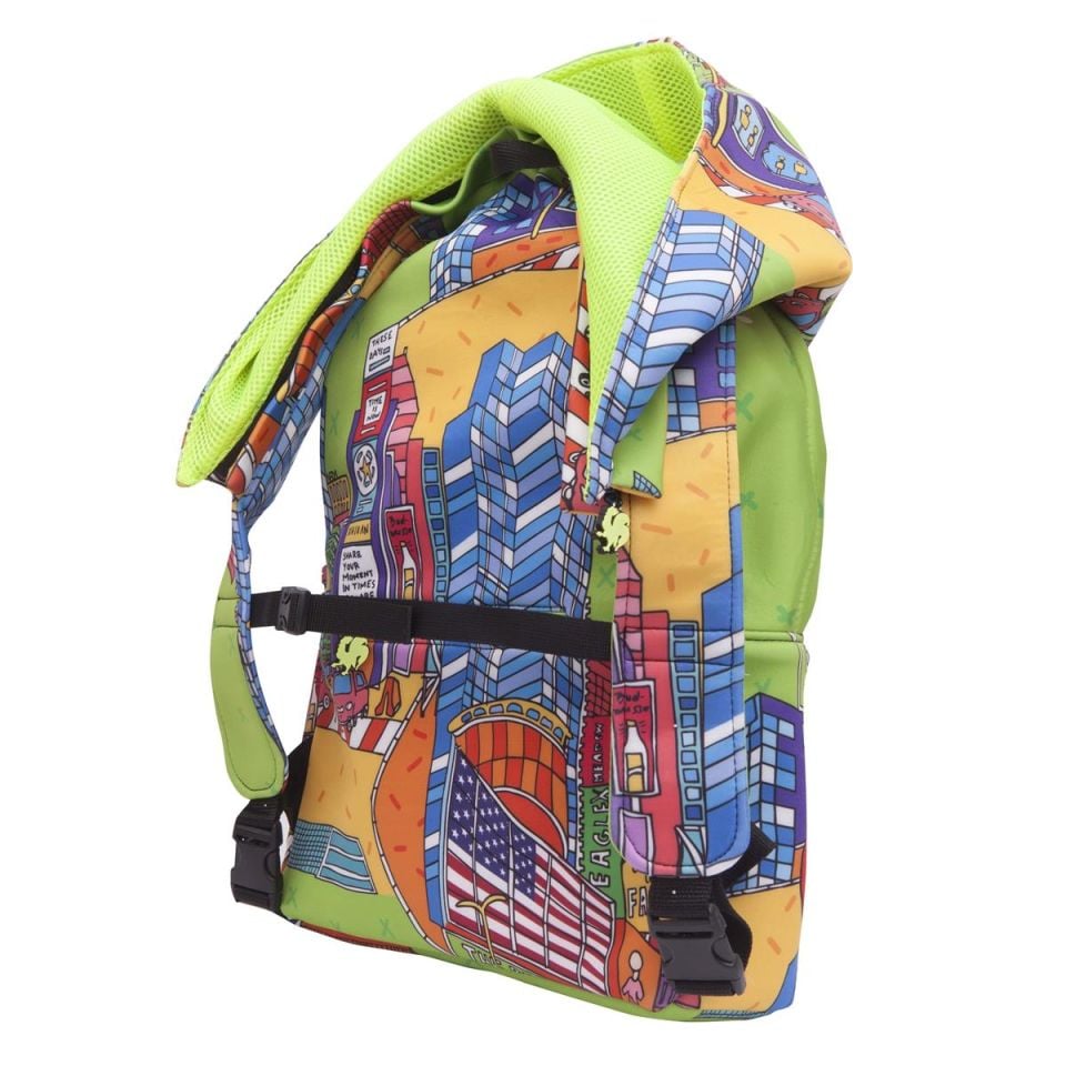 New York Patterned Ikigai City Series With Detachable Hood Backpack