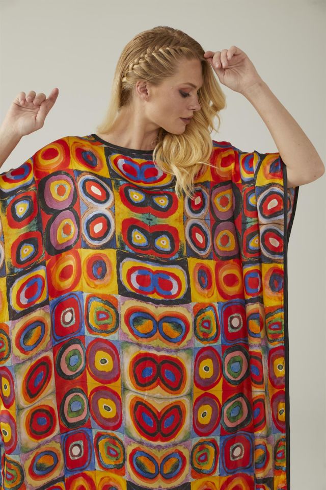Kandinsky Squares With Circles Silk Dress