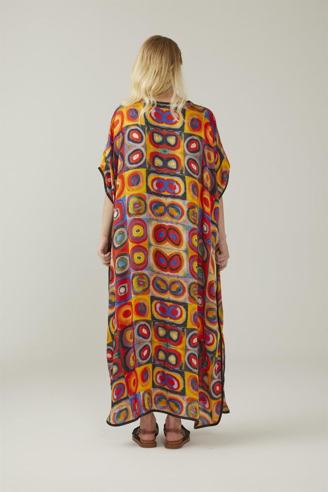 Kandinsky Squares With Circles Silk Dress