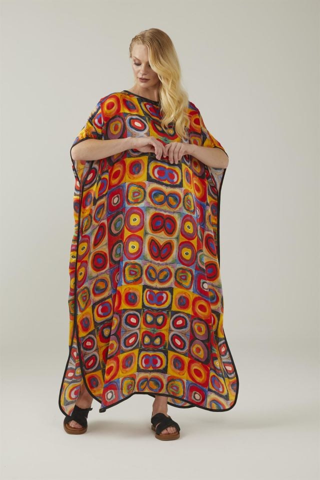 Kandinsky Squares With Circles Silk Dress