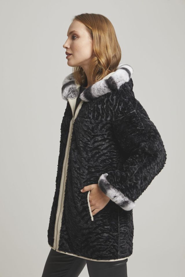 Black Perla Woman Genuine Leather Coat