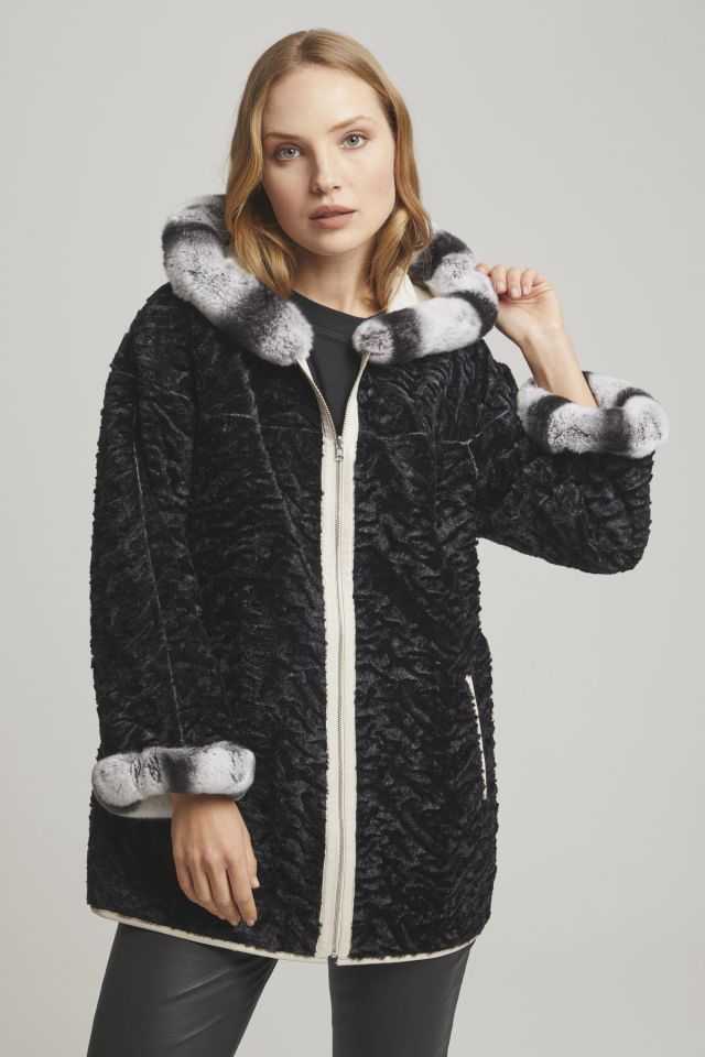 Black Perla Woman Genuine Leather Coat