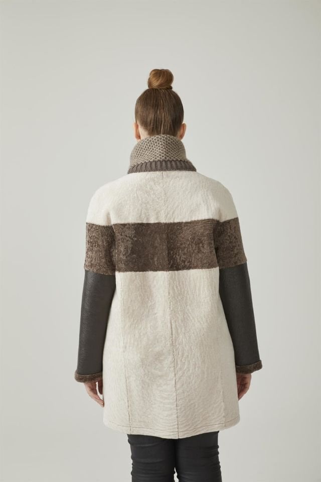 Beige Caramel Lole Reversible Woman Shearling Coat