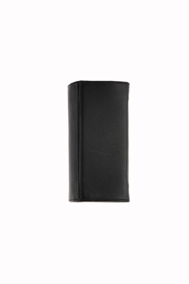 Black Snap Detailed Woman Genuine Leather Wallet