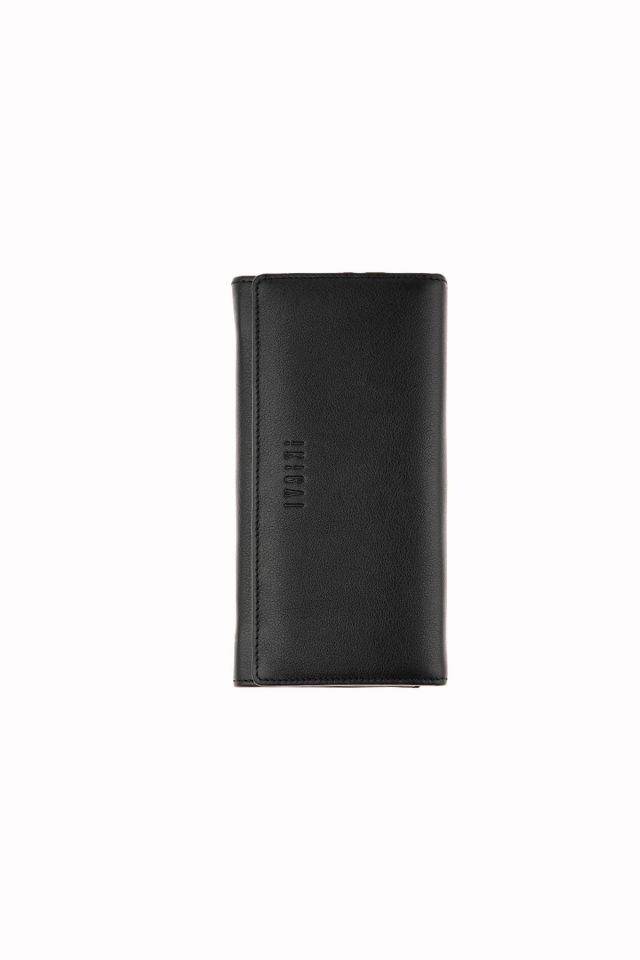 Black Snap Detailed Woman Genuine Leather Wallet