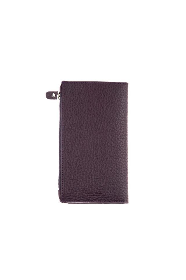 Plum Zipper Detailed Woman Genuine Leather Wallet