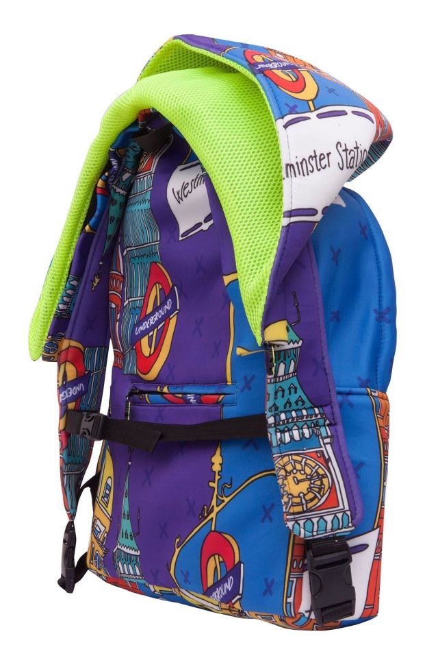 London Patterned Ikigai City Series With Detachable Hood Backpack