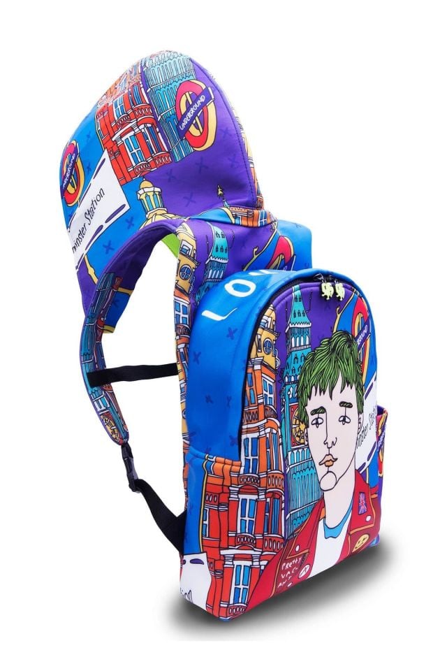 London Patterned Ikigai City Series With Detachable Hood Backpack