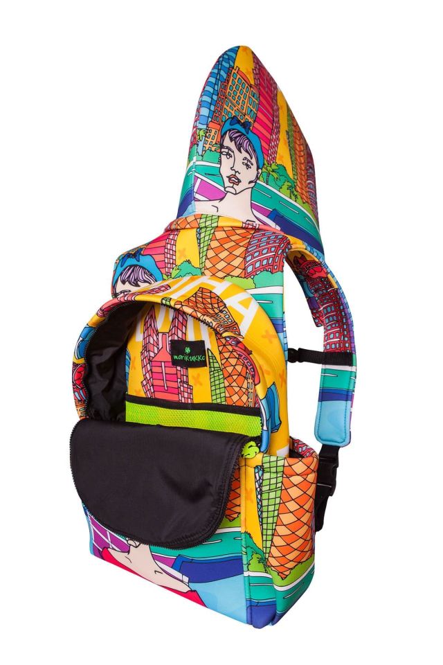 Doha Patterned Ikigai City Series With Detachable Hood Backpack