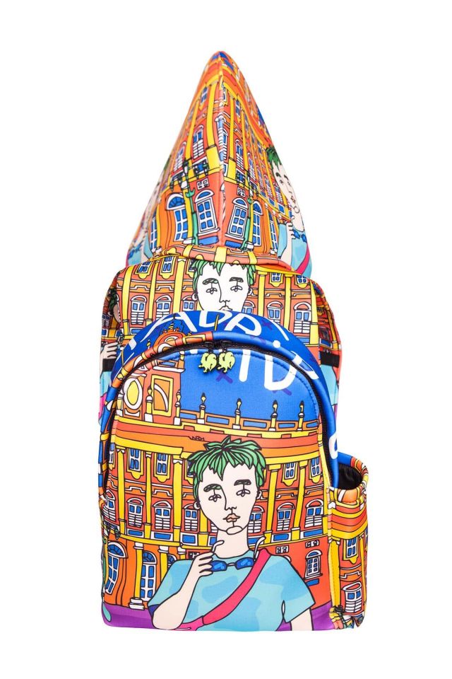 Madrid Patterned Ikigai City Series With Detachable Hood Backpack