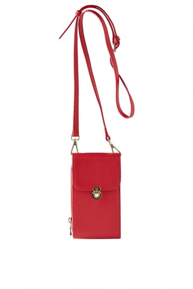 Red  Genuine Leather Woman Shoulder Bag