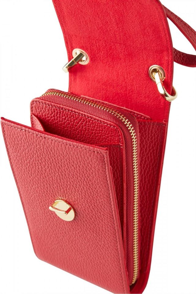 Red  Genuine Leather Woman Shoulder Bag