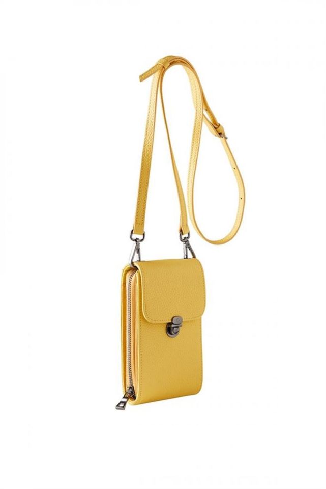 Yellow Genuine Leather Woman Shoulder Bag