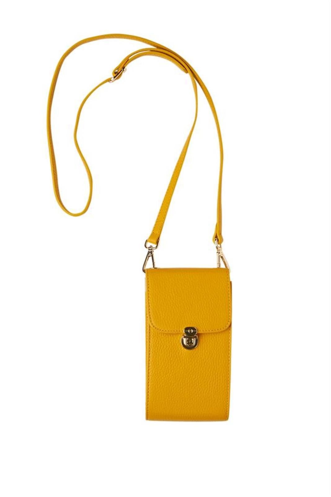 Yellow Genuine Leather Woman Shoulder Bag