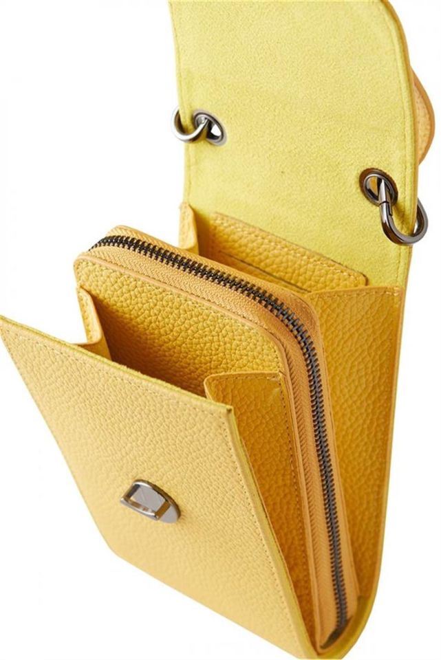 Yellow Genuine Leather Woman Shoulder Bag