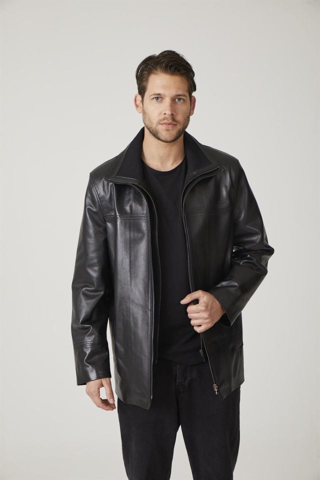 Black Sheldon Man Genuine Leather Coat